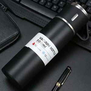 Thermo Vacuum Insulated 500ml/16 oz Double Layer Stainless Steel W Mug Lid Black